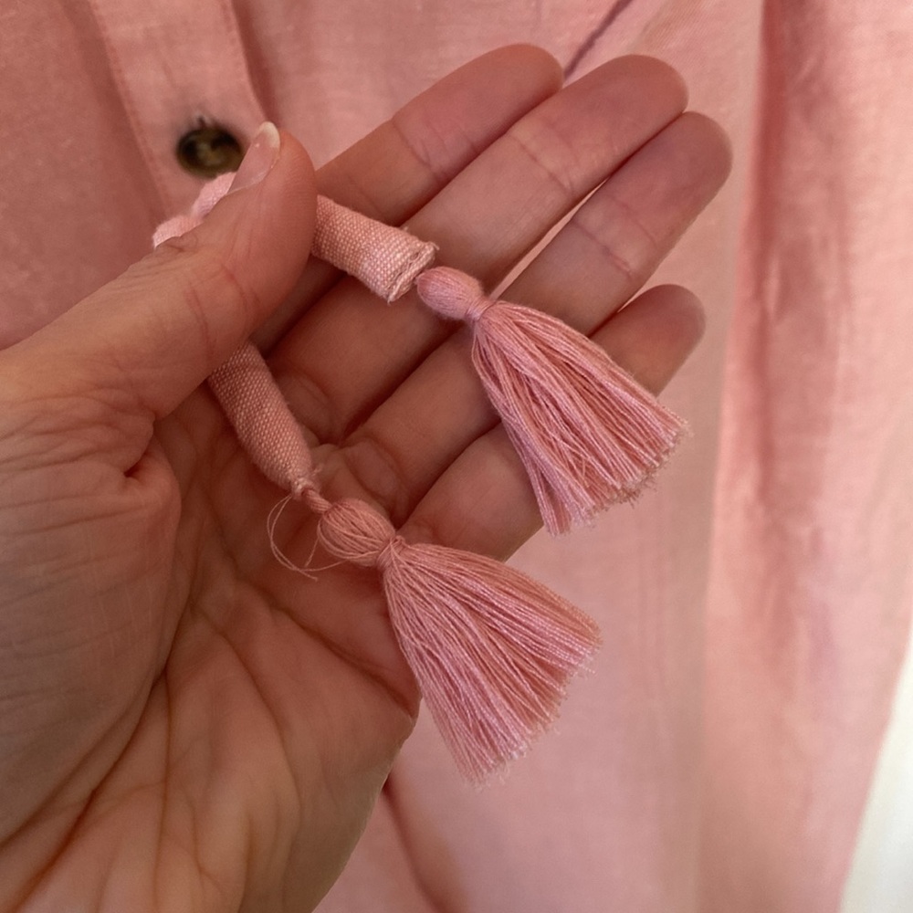 Madewell Linen-Blend Puff-Sleeve Tassel-Tie Jumpsuit - Picture 7 of 12